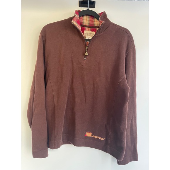 Longaberger Tops - Longaberger Homestead Womens Brown Quarter Zip Long Sleeve Pullover M